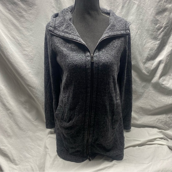 Eileen Fisher Stretch Terrazzo Textured Hooded Jacket Oversized M - Picture 8 of 10